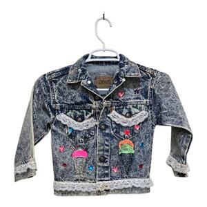 Levi’s Kids Denim Trucker Jacket Size 6 Custom Rock N Roll